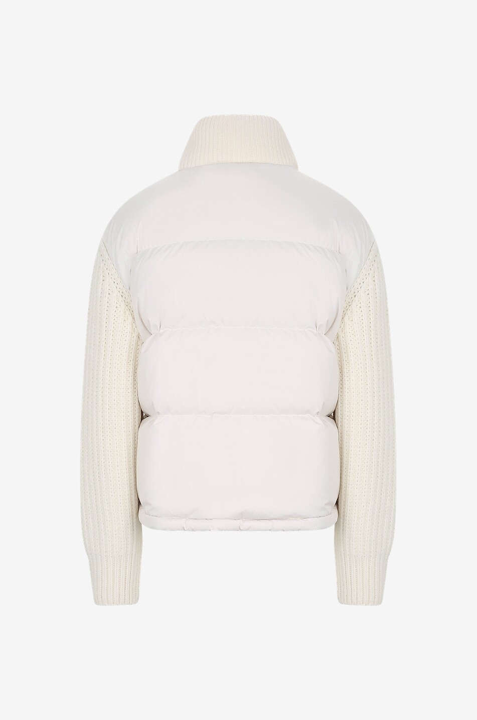 MONCLER Cardigan aus gestepptem technischen Material und Strick Damen WEISS 2