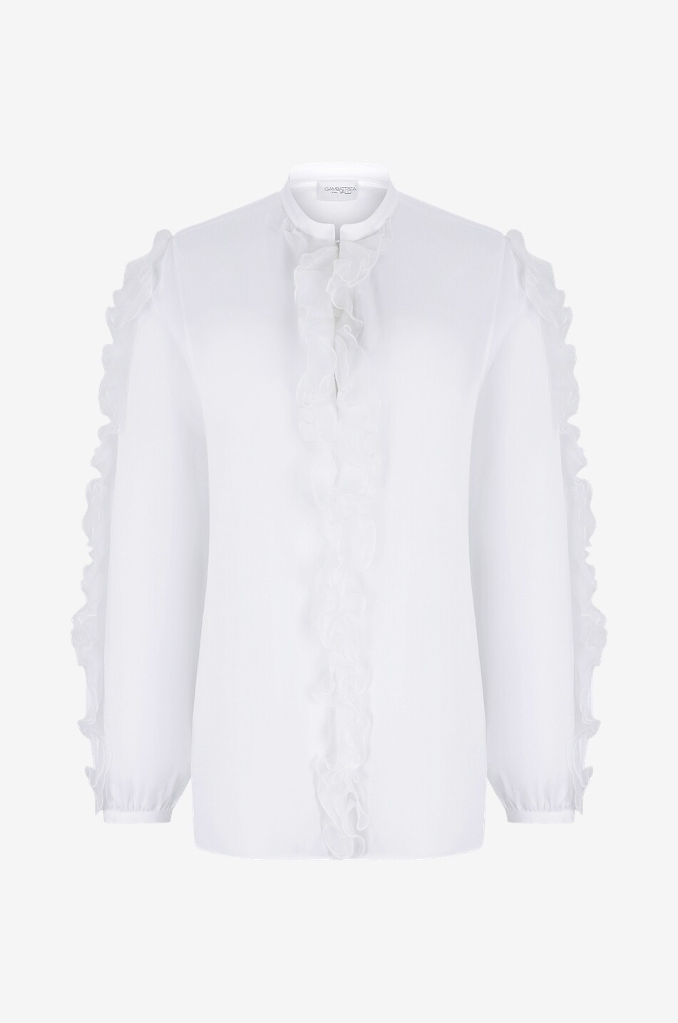 Blouse en popeline à volants en organza