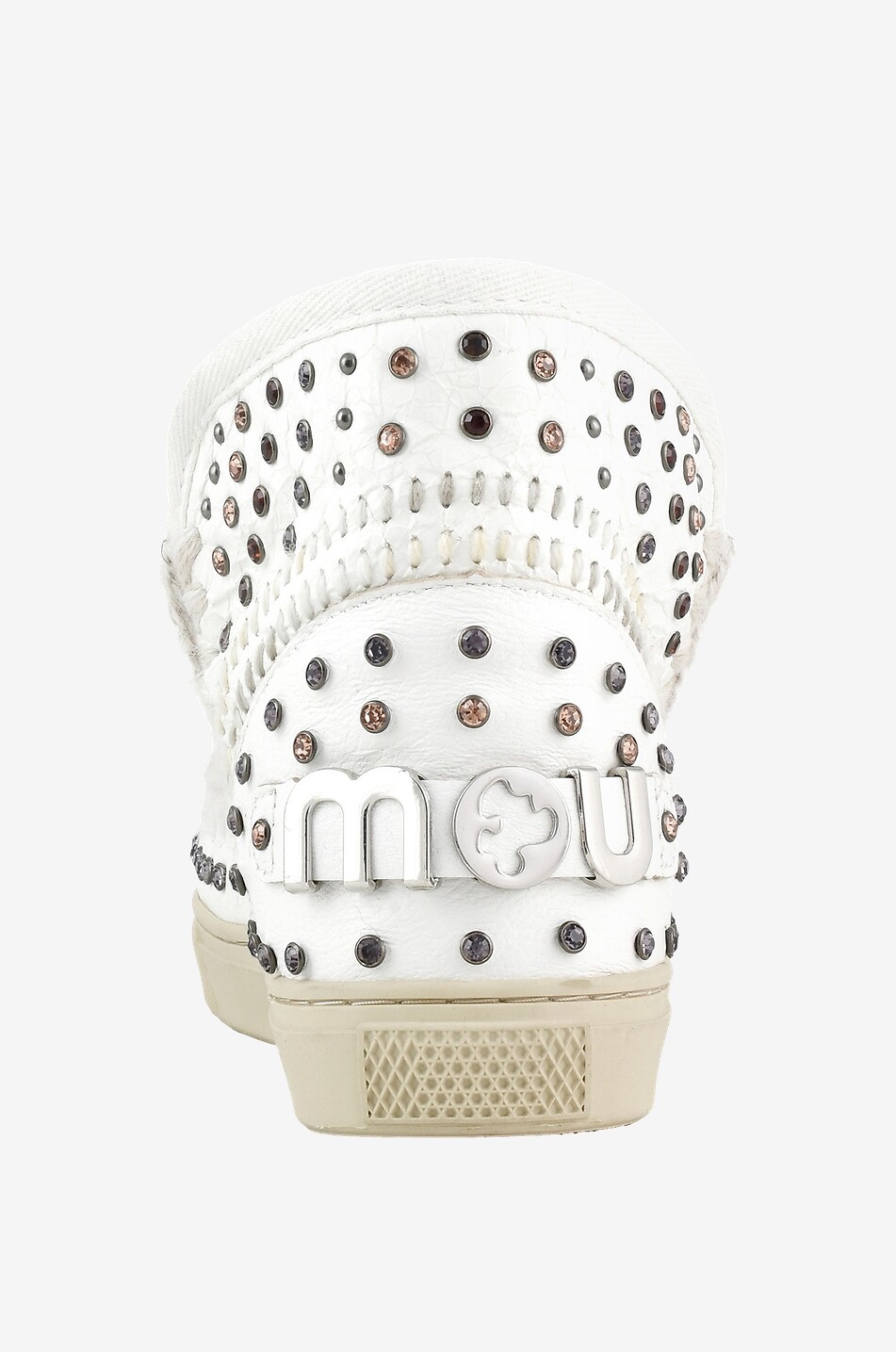 MOU Bottines chaudes ornées de cristaux et clous Eskimo Sneaker Femme BLANC 4