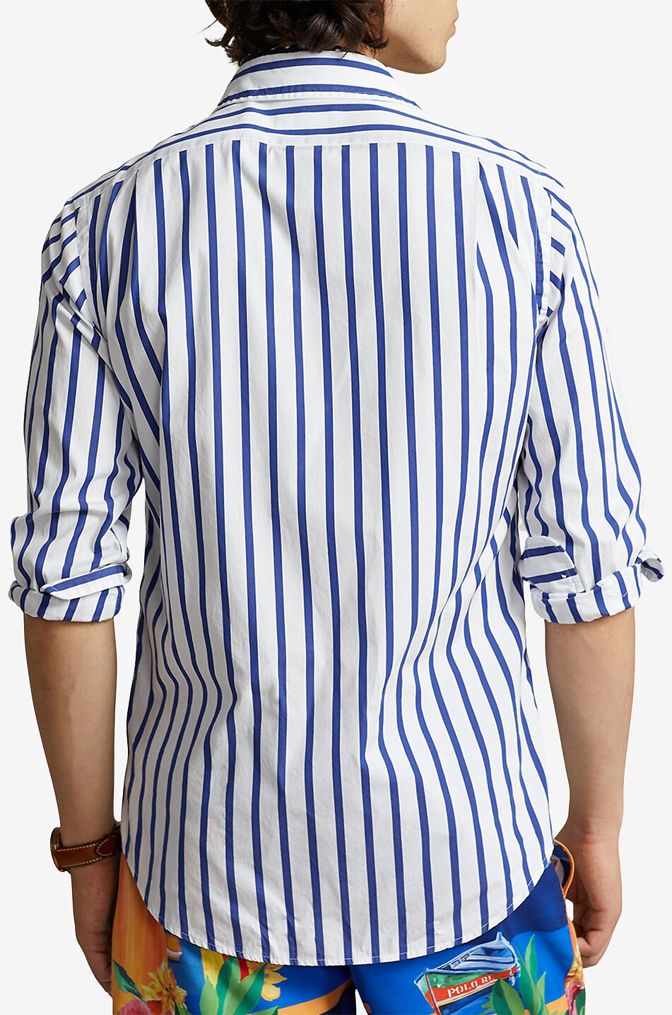 POLO RALPH LAUREN Custom Fit shirt with vertical stripes Men MEDIUM BLUE 3