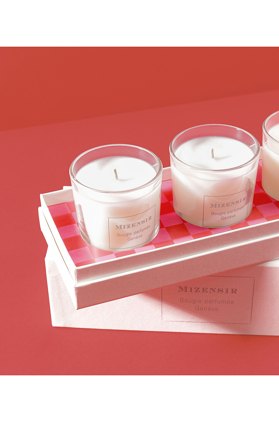 MIZENSIR Geschenkset 3 Duftkerzen - Weihnachtsedition CDB x BG - 3 x 90 g Haus DUNKELROSA 3