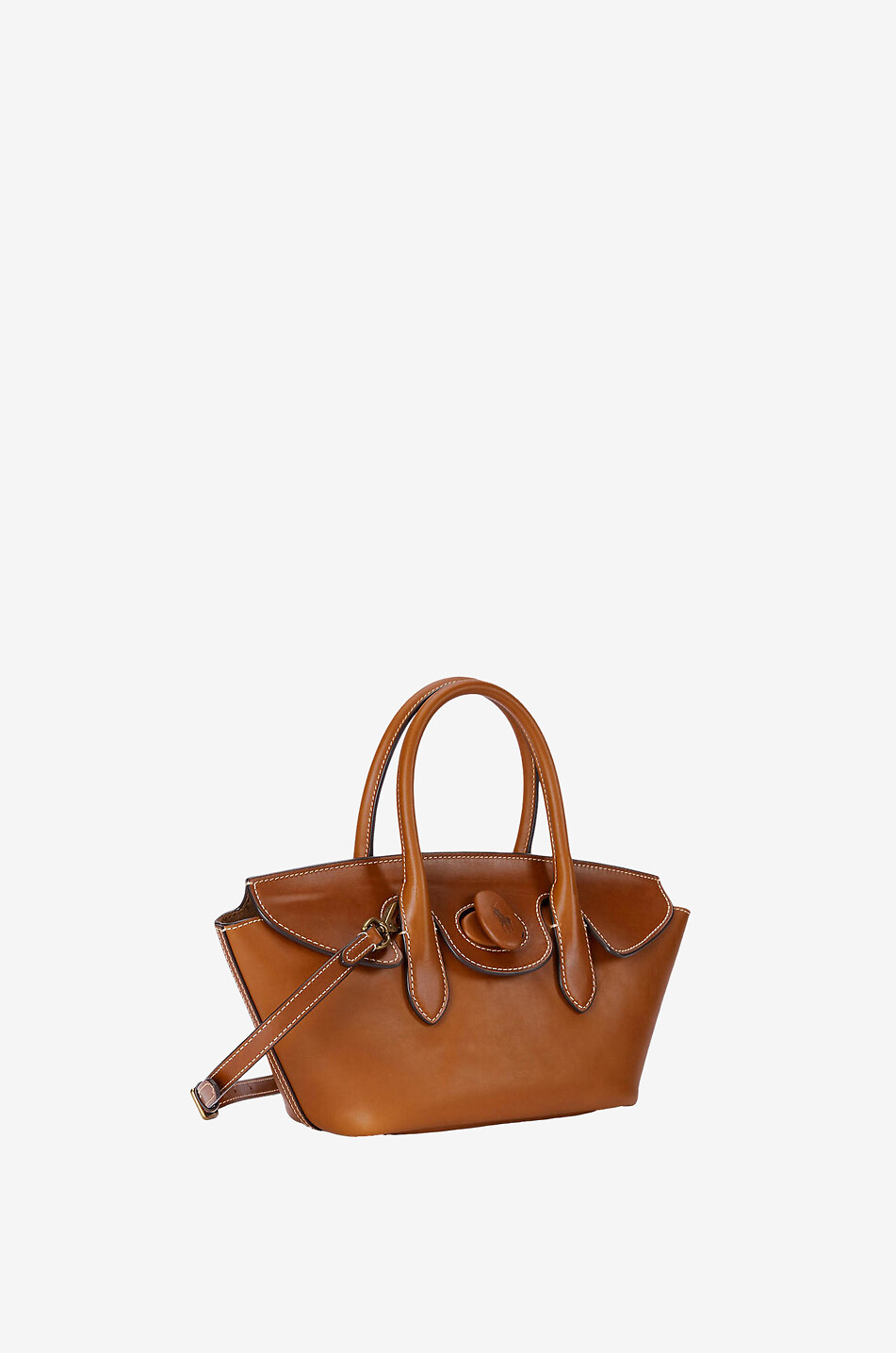 POLO RALPH LAUREN Sac à bandoulière en cuir lisse à fermoir rotatif Femme CAMEL 2