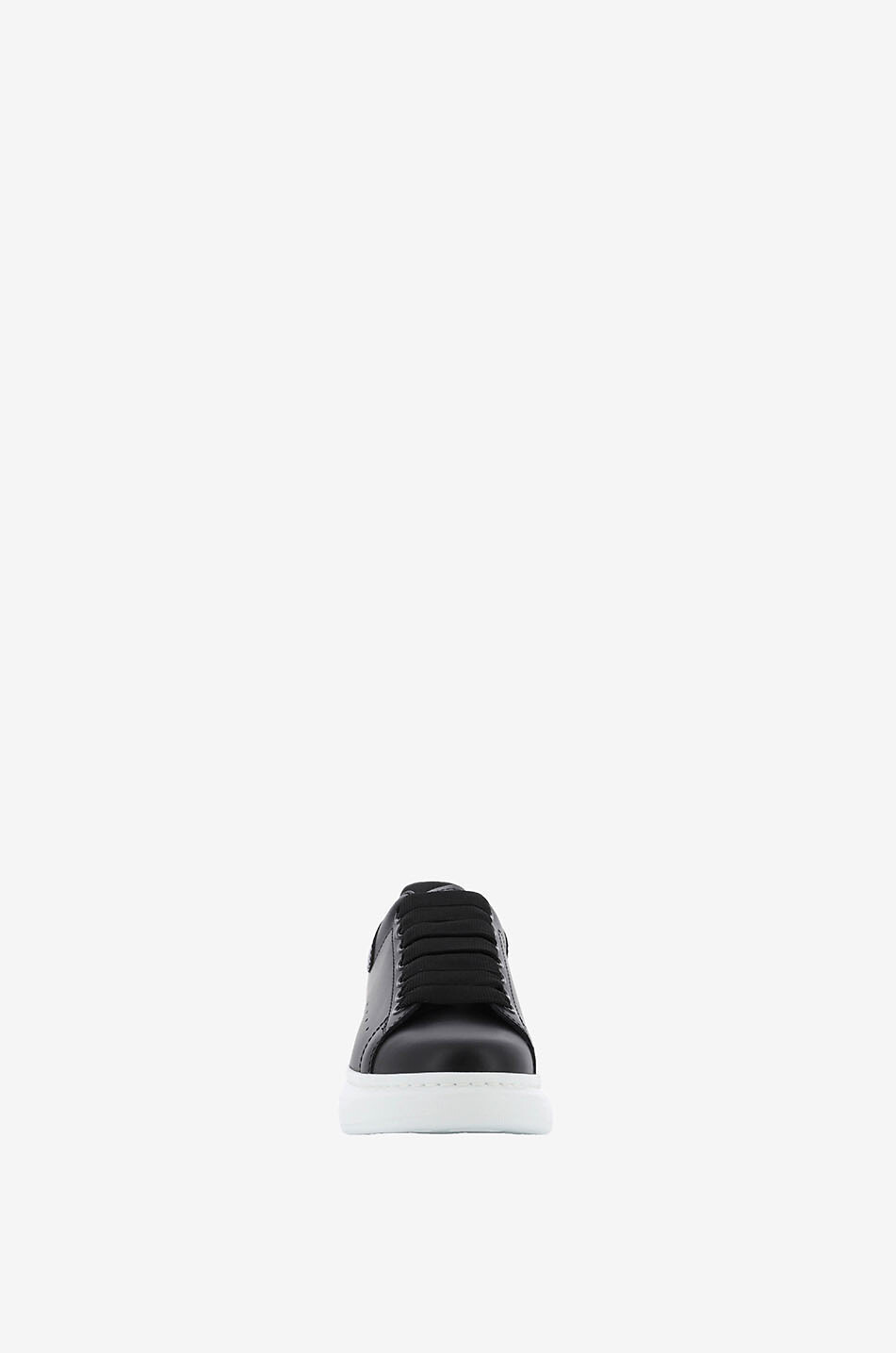 ALEXANDER McQUEEN Baskets basses à lacets en cuir lisse Oversized Femme NOIR 2