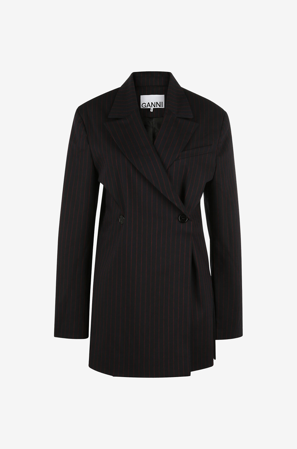 Adjustable double-breasted pinstripe blazer