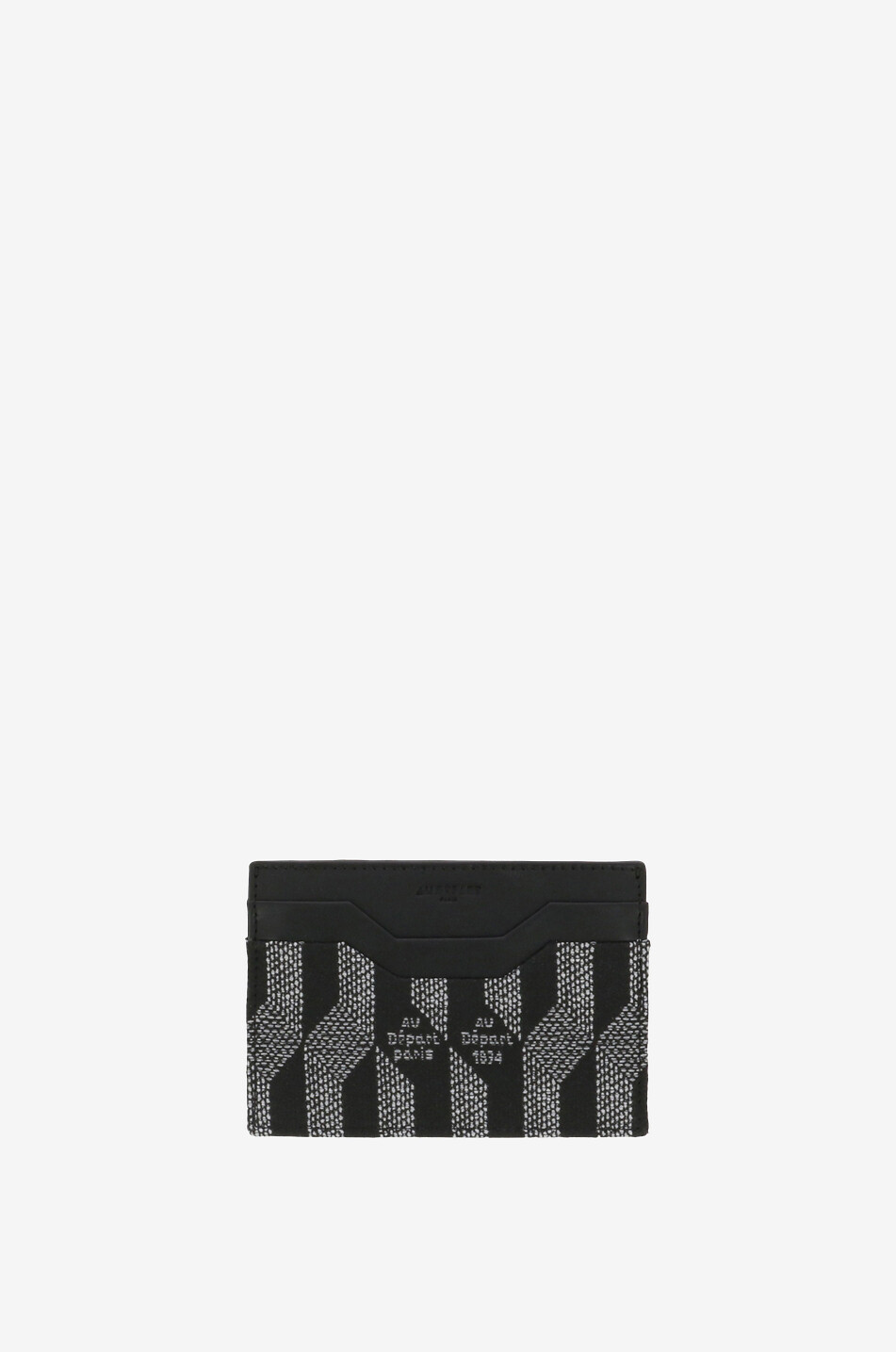 AU DEPART PARIS Horizontal Monogram jacquard and leather card holder Women BLACK 1