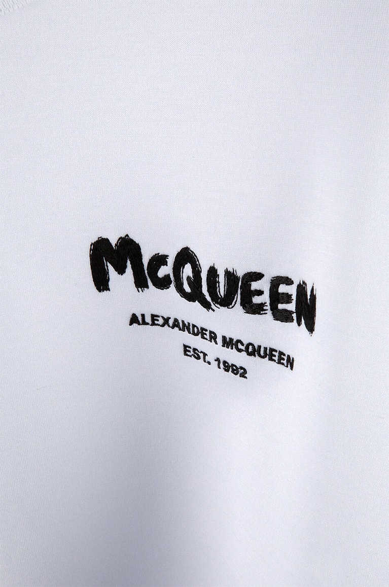 ALEXANDER McQUEEN Sweat-shirt à col rond brodé McQueen Graffity Homme BLANC 3