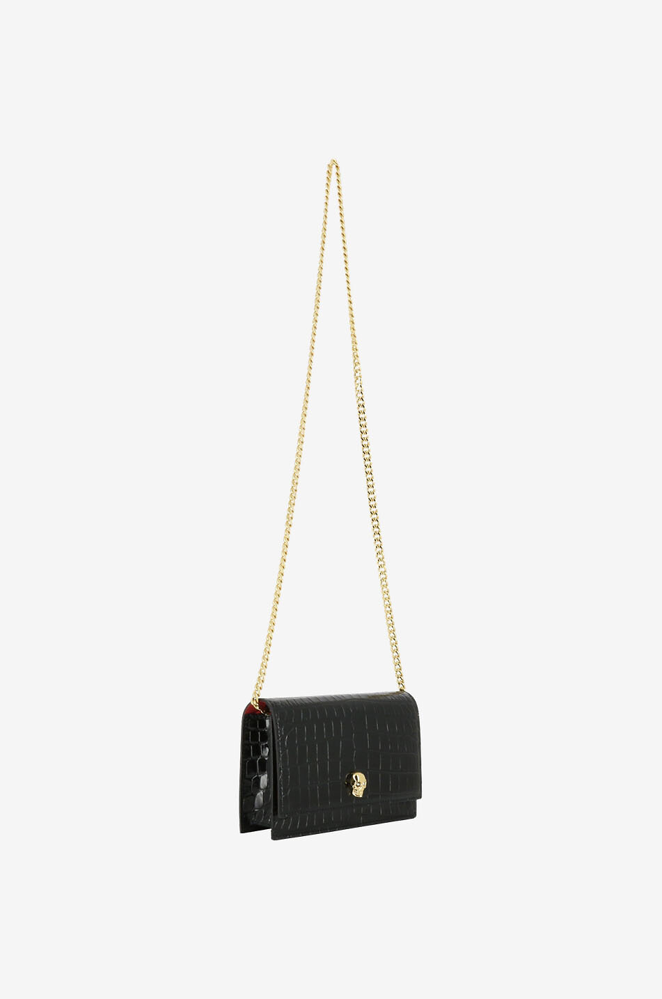 ALEXANDER McQUEEN Umhängetasche aus Krokoleder Skull Small Damen SCHWARZ 2