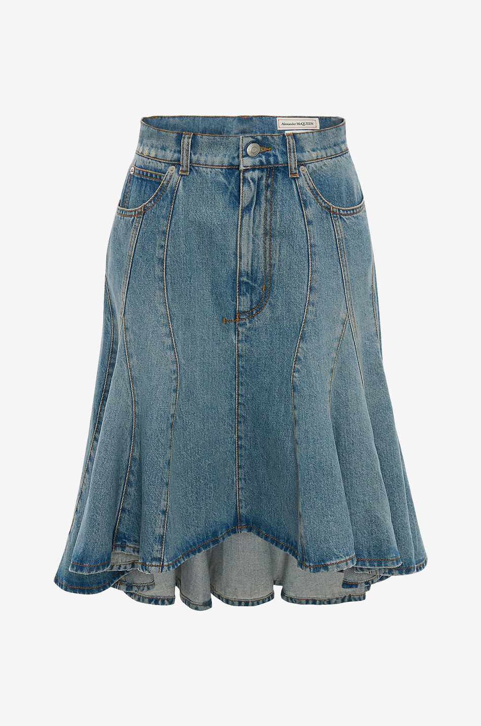 Jupe en jean à volants