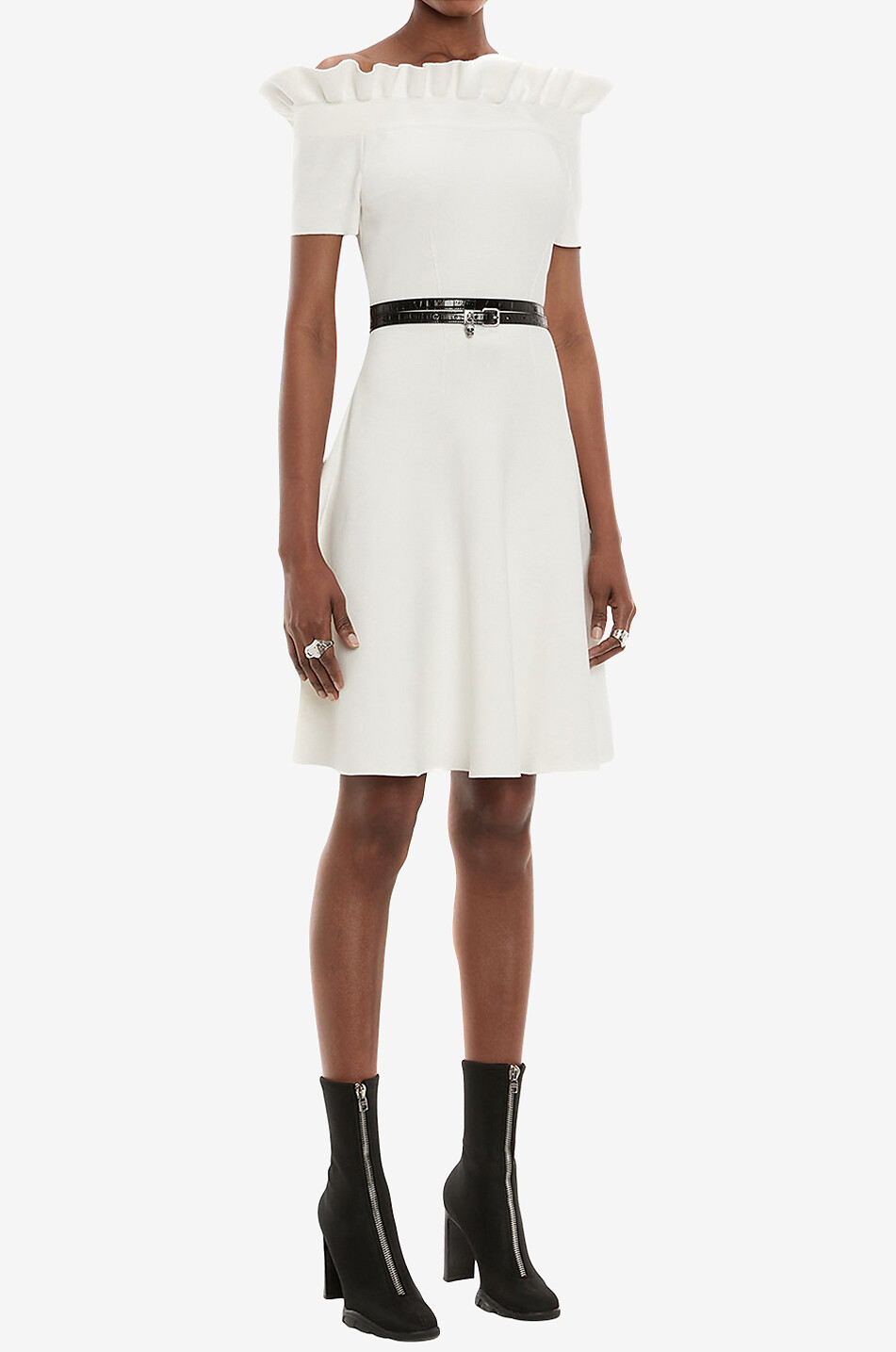 ALEXANDER McQUEEN Midikleid mit Rüschenkragen Damen CREMEFARBEN 3