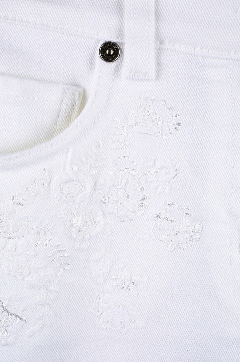 ETRO Jean droit brodé de fleurs Femme BLANC 6