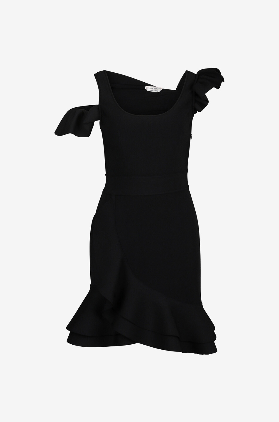 Kurzes Kleid mit asymmetrischem Rüschenmuster