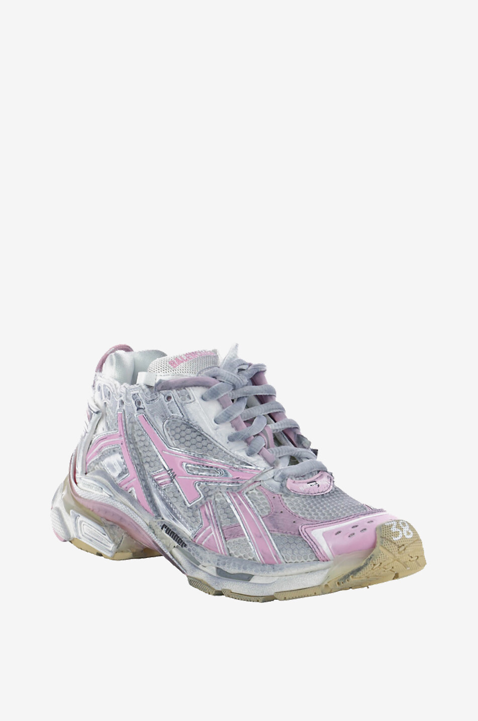 BALENCIAGA Flat lace-up sneakers in mesh and nylon Women PINK 1