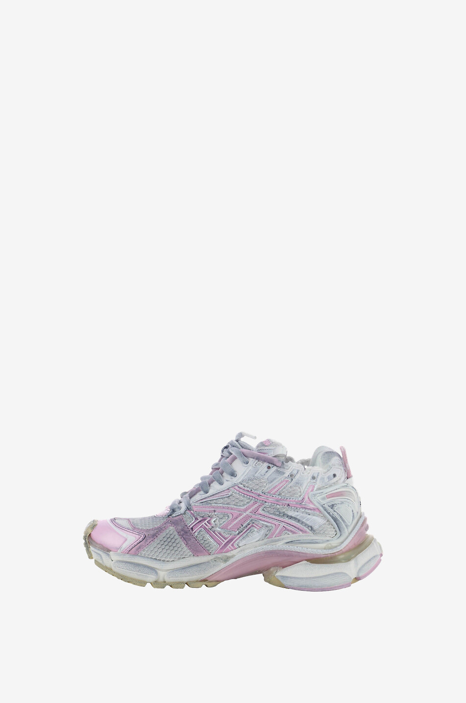 BALENCIAGA Flat lace-up sneakers in mesh and nylon Women PINK 3