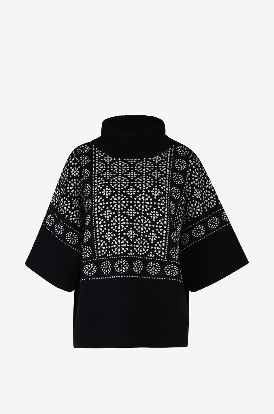 SEE BY CHLOE Pull esprit poncho en maille jacquard fleurie Femme BLEU FONCE 1