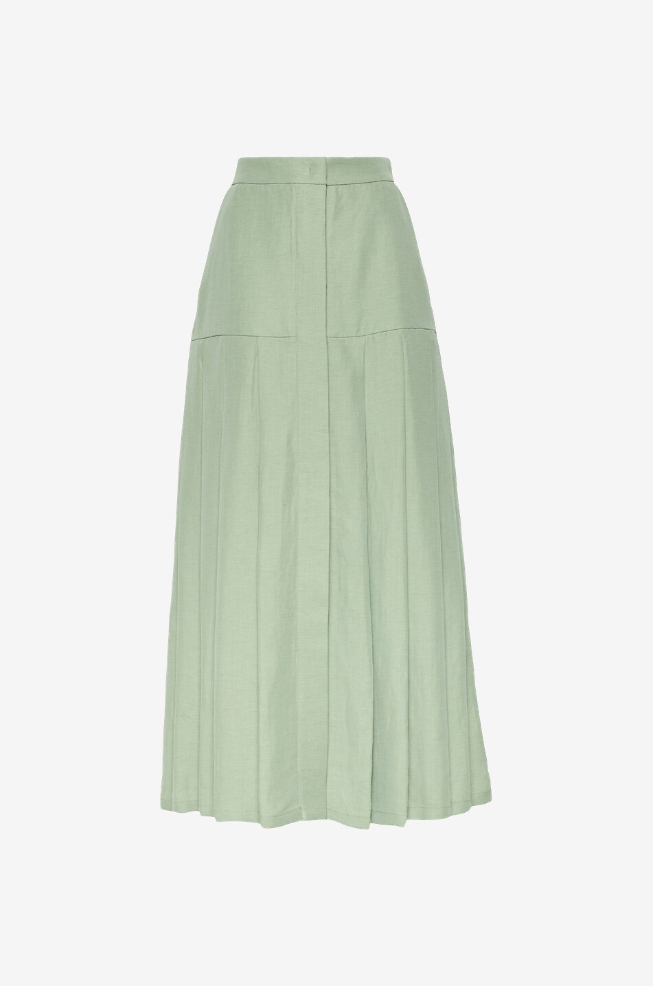Jupe plissée midi en viscose et lin