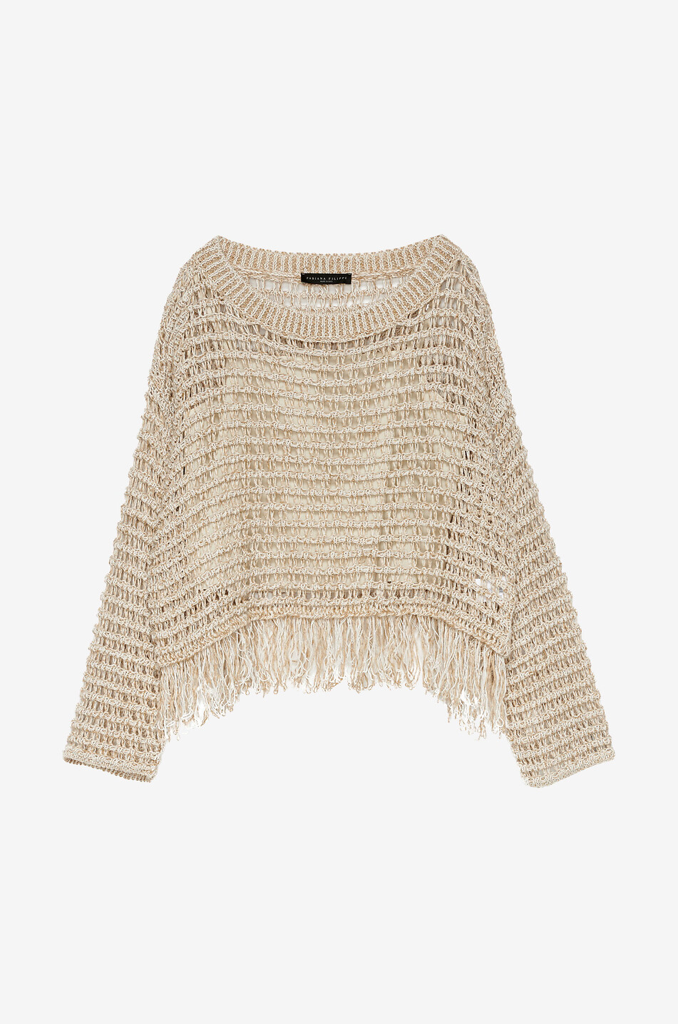 FABIANA FILIPPI Gefranster Netz-Pullover aus Leinen und Mohair Damen BRAUN 1