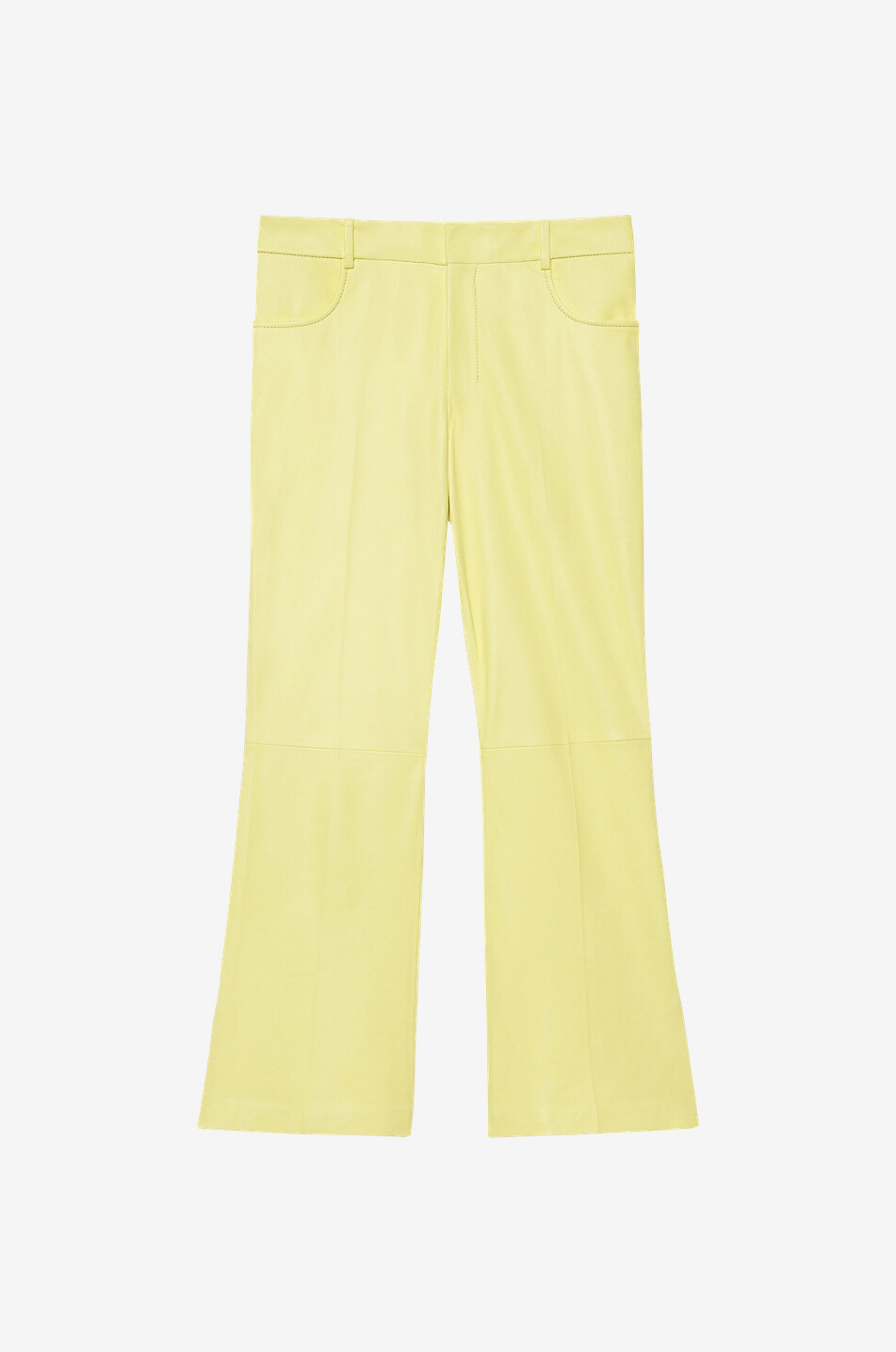 Pantalon raccourci évasé en cuir nappa
