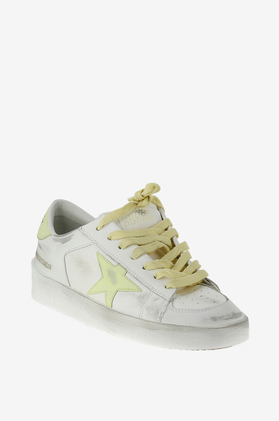 GOLDEN GOOSE Baskets plates à lacets en cuir Stardan Femme JAUNE 1