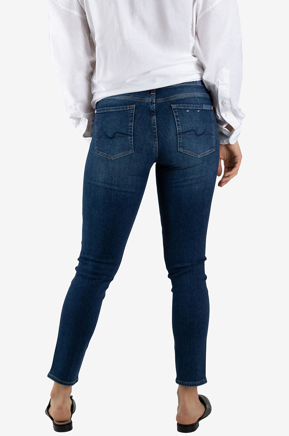 7 FOR ALL MANKIND Jean slim taille basse Pyper Crop Slim Illusion Eloquent Femme BLEU MOYEN 5