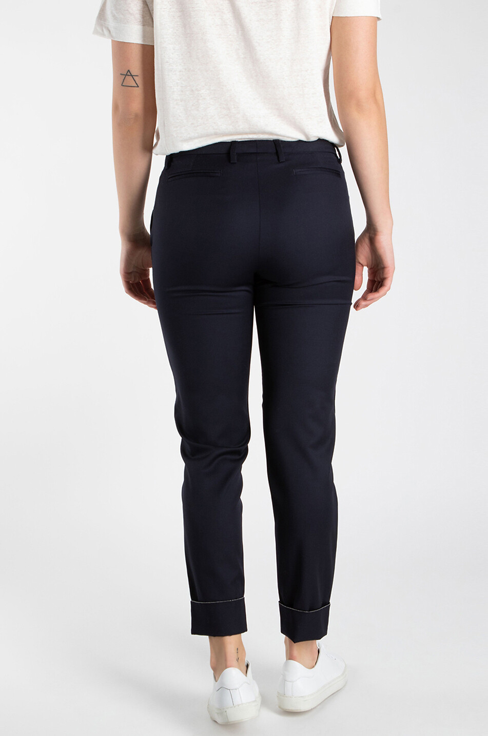 FABIANA FILIPPI Pantalon droit racourci en laine Cool Wool Montefalco Femme BLEU FONCE 6