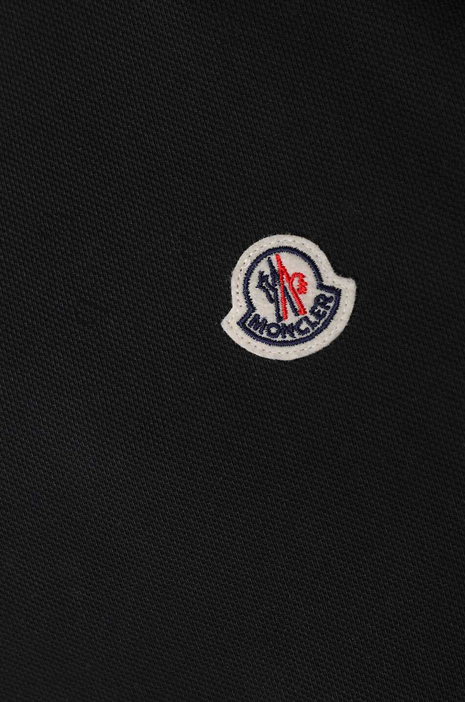 MONCLER Polo en coton piqué à manches courtes patch coq et chevrons Homme NOIR 3
