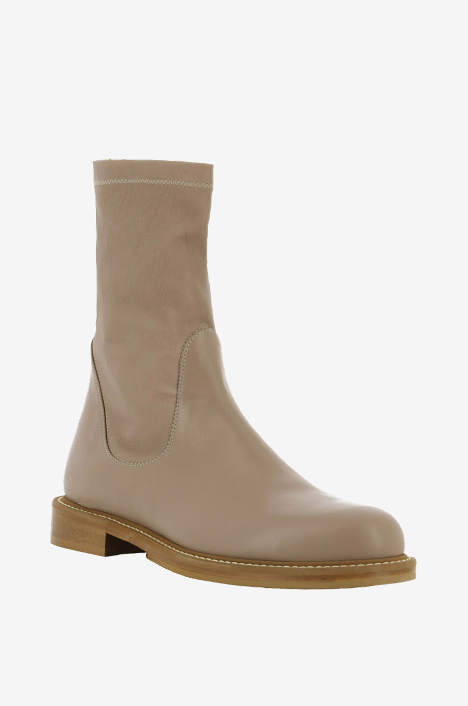 Flache Stiefeletten aus Stretch-Leder Perle 20