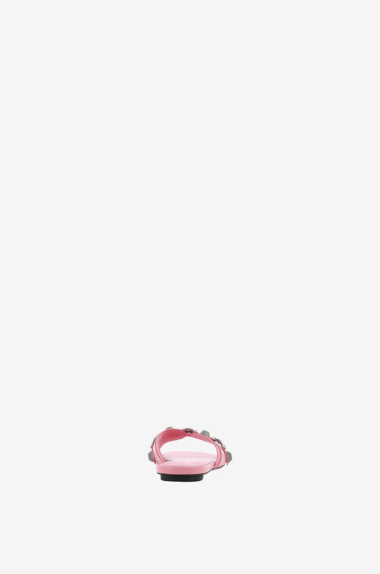 BALENCIAGA Flache Pantoletten aus Arenaleder Cagole Damen ROSA 4