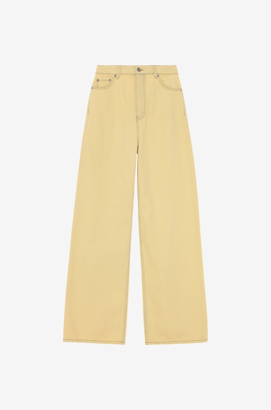 GANNI Jean large taille haute en coton bio Magny Rutabaga Femme JAUNE CLAIR 1