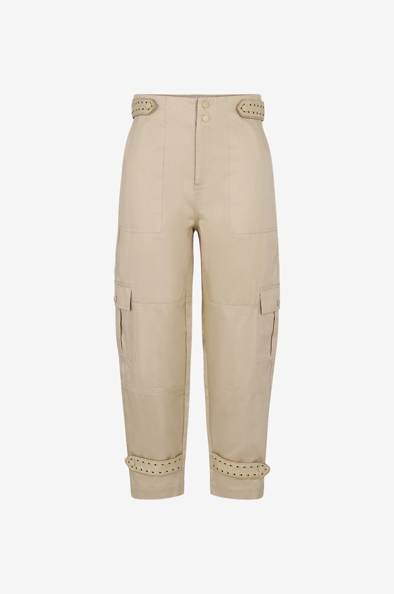 TWINSET Cargo carrot trousers in cotton Women BEIGE 1