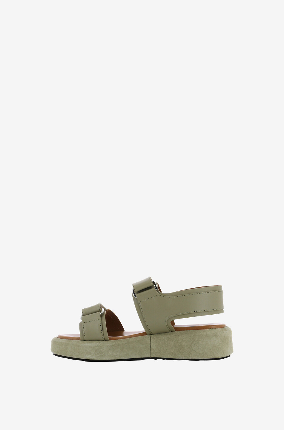 ATP ATELIER Sandales plates en cuir de vachette Varese Femme VERT CLAIR 3