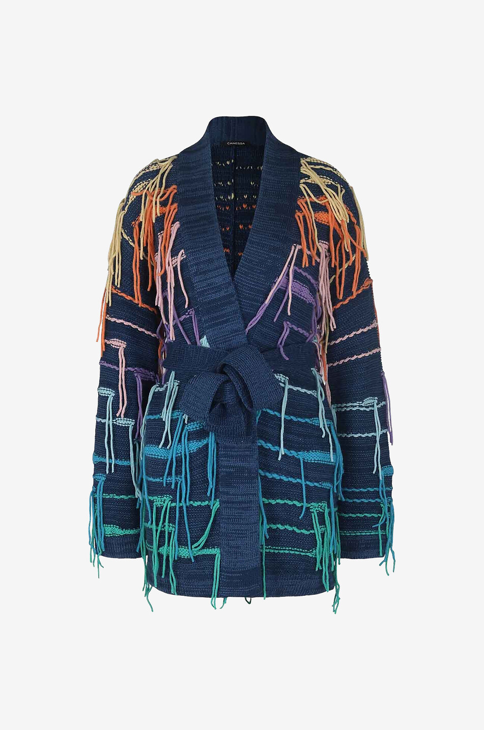 CANESSA Cardigan en cachemire et coton Psychedelic Femme BLEU FONCE 1