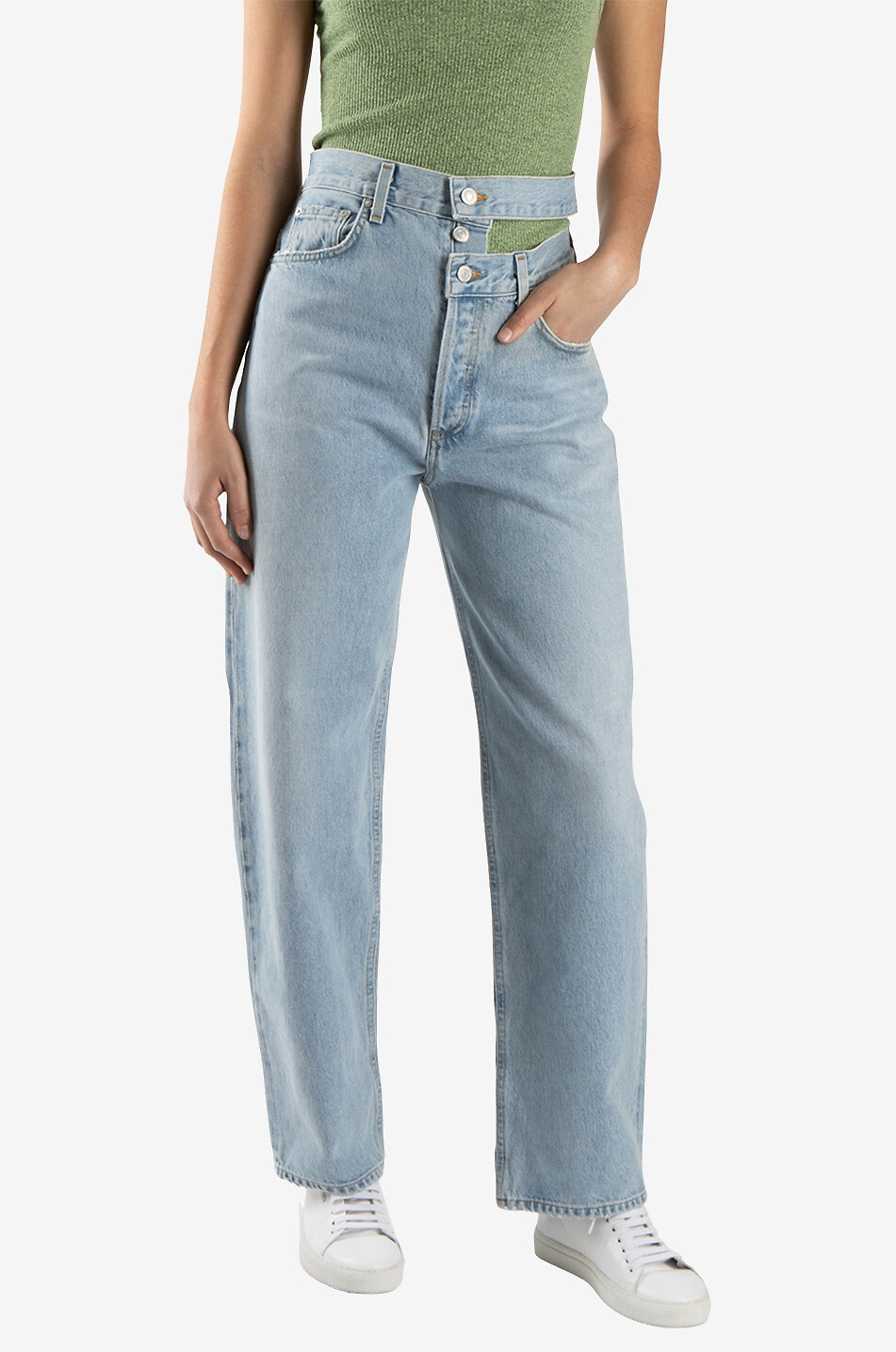 Gerade Baumwoll-Jeans Broken Waistband