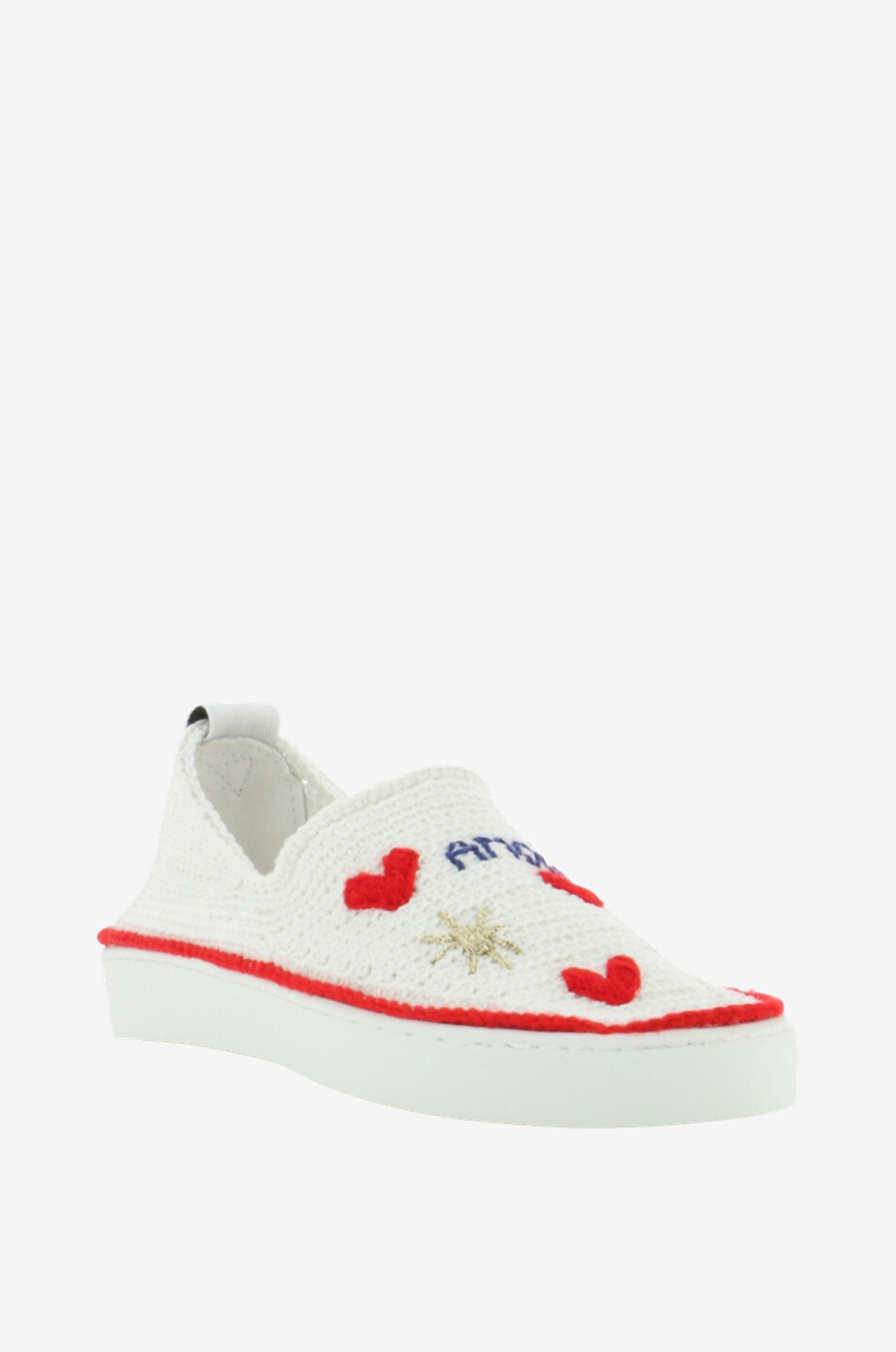 AMROSE Baskets slip-on crochetées Amour Infini Femme BLANC 1