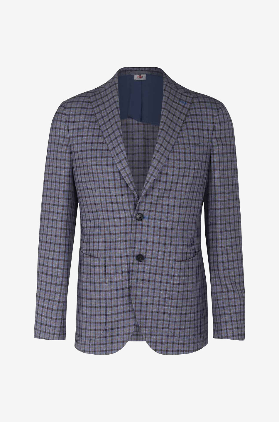 Karierter Blazer aus Wolle und Leinen