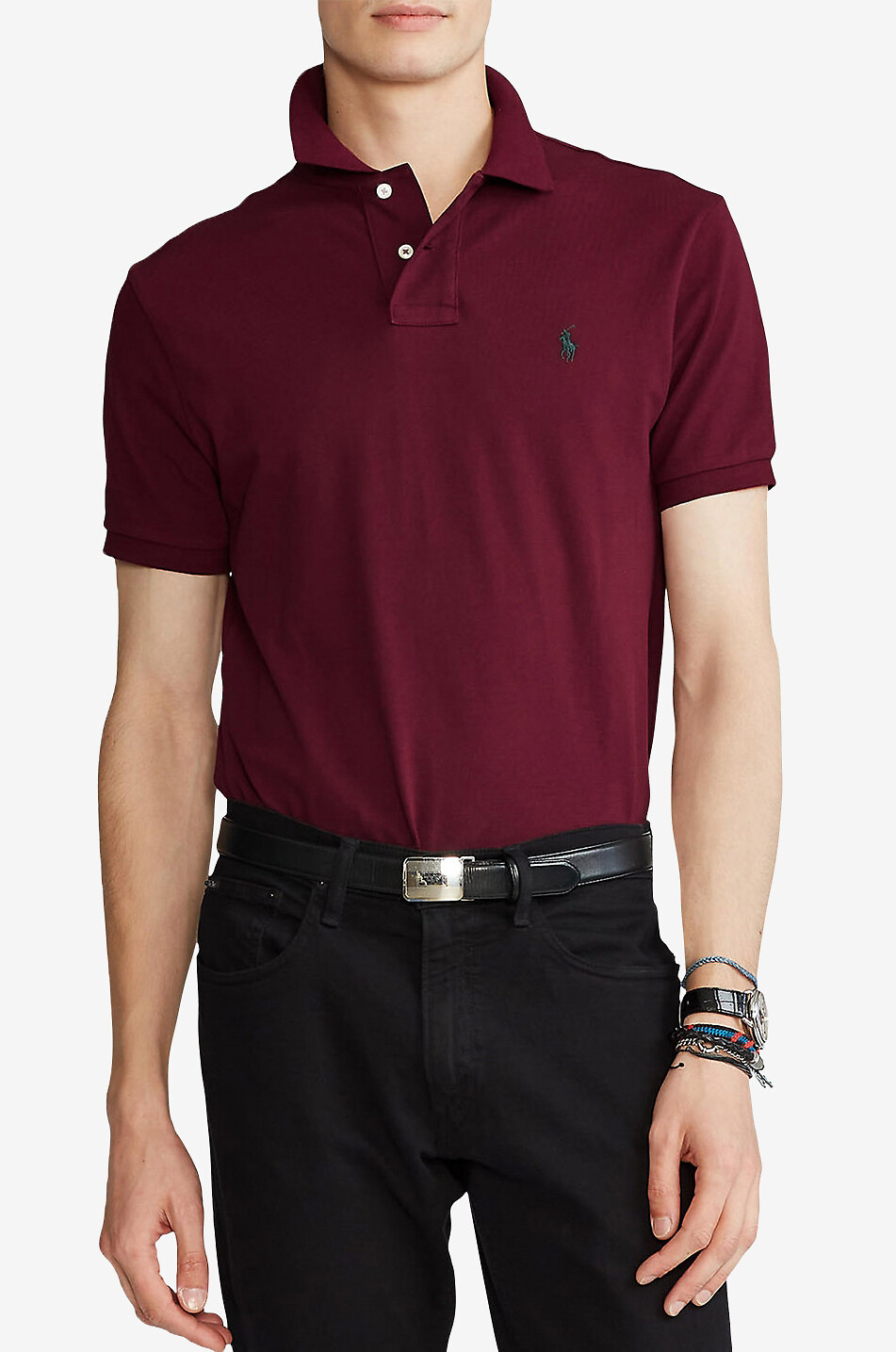 Polo en coton piqué brodé Pony Custom Slim Fit