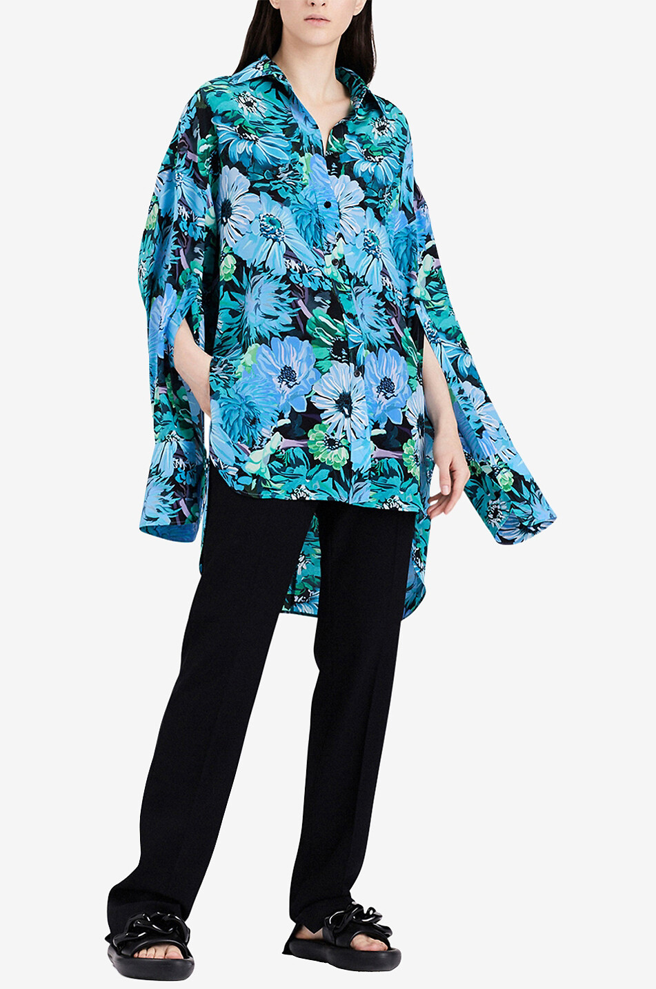STELLA McCARTNEY Painted Floral printed silk oversize shirt Women MULTI COLOURED 5