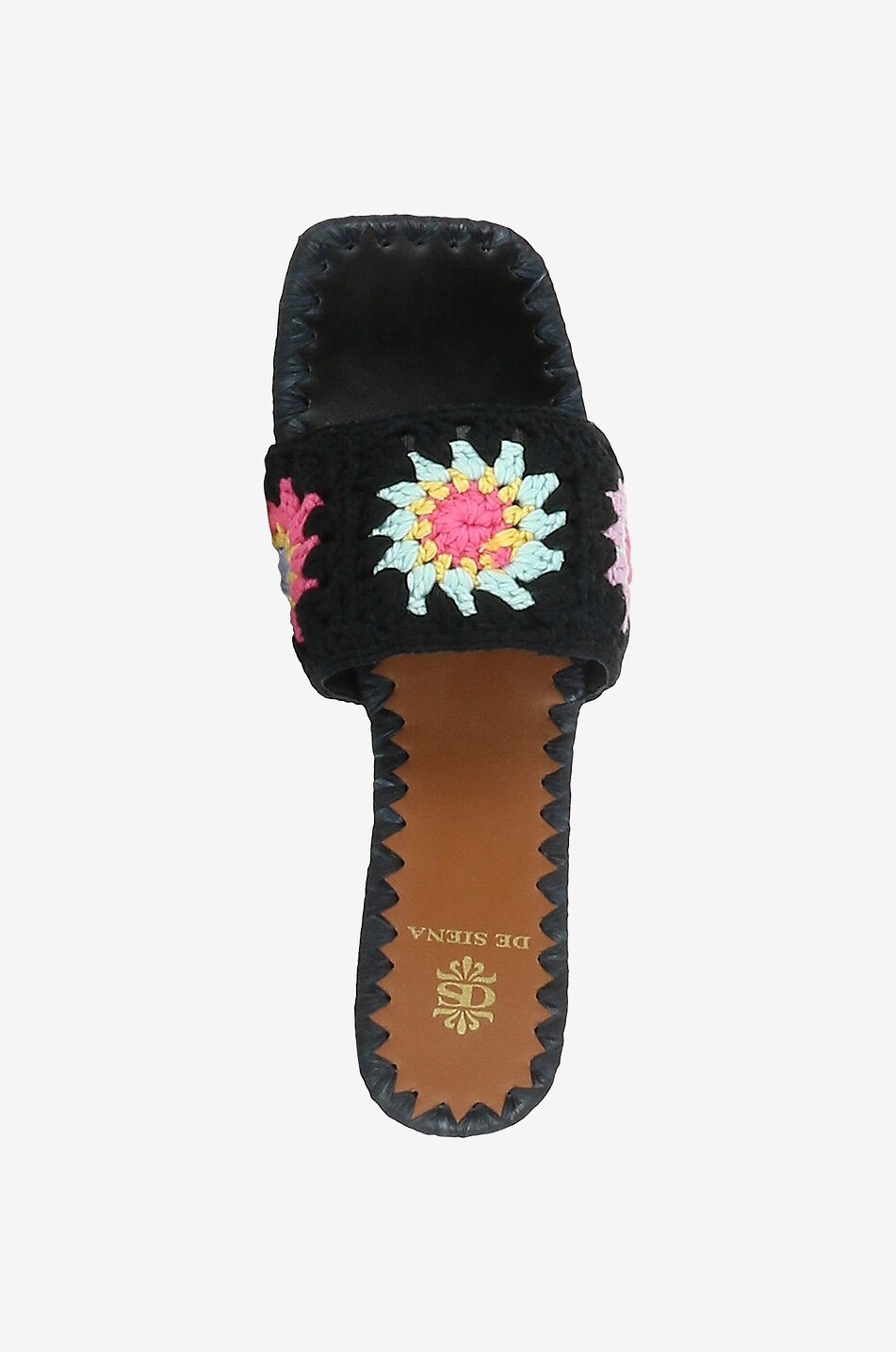 DE SIENA Mules plates en raphia Pam Femme NOIR 5