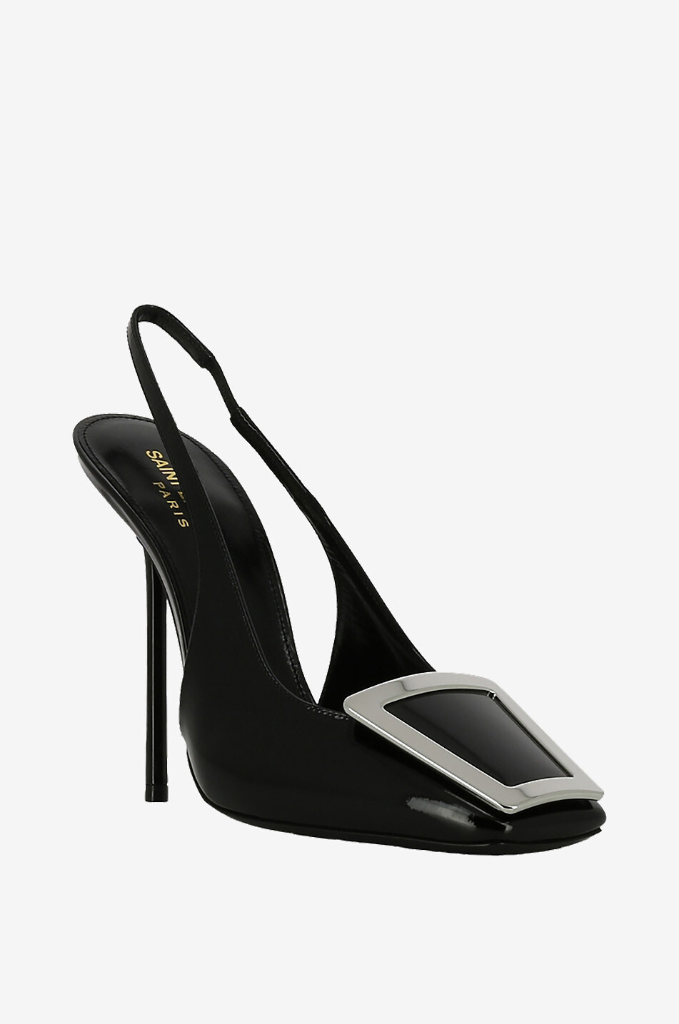 SAINT LAURENT PARIS Escarpins à bride arrière en cuir verni Maxine 115 Femme NOIR 1