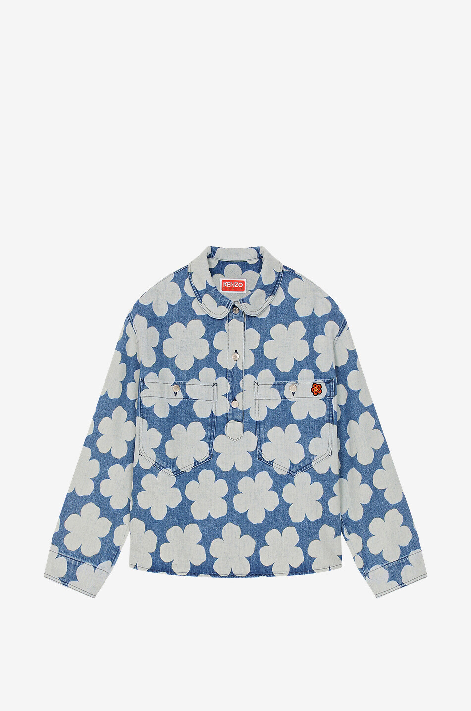Boke Flower printed denim overshirt
