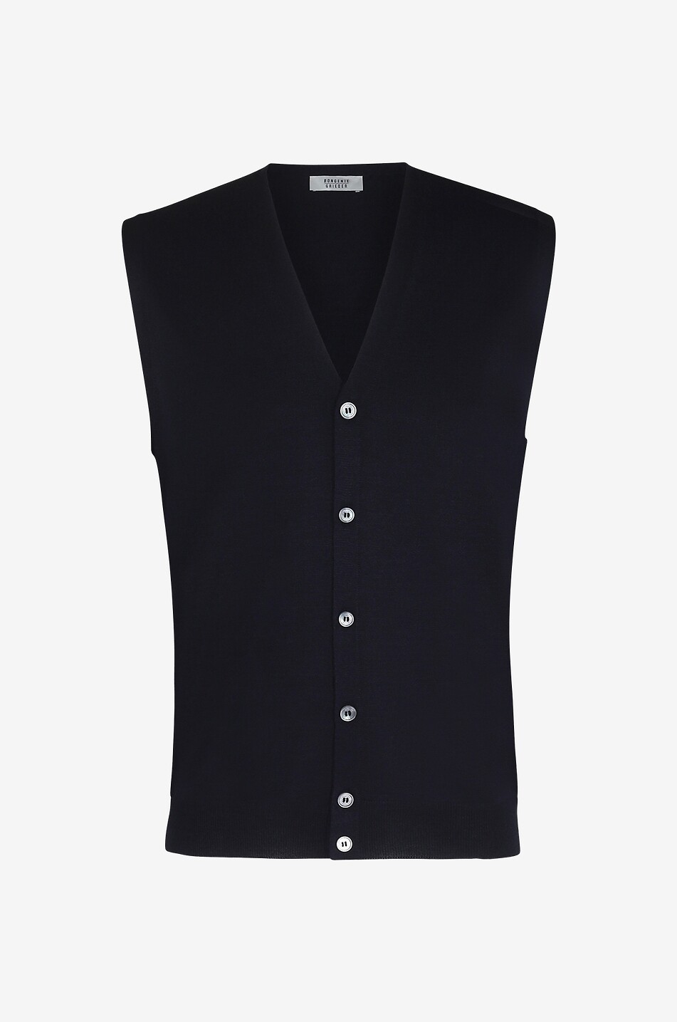 BONGÉNIE Gilet en maille de laine et soie à col V Homme BLEU FONCE 1