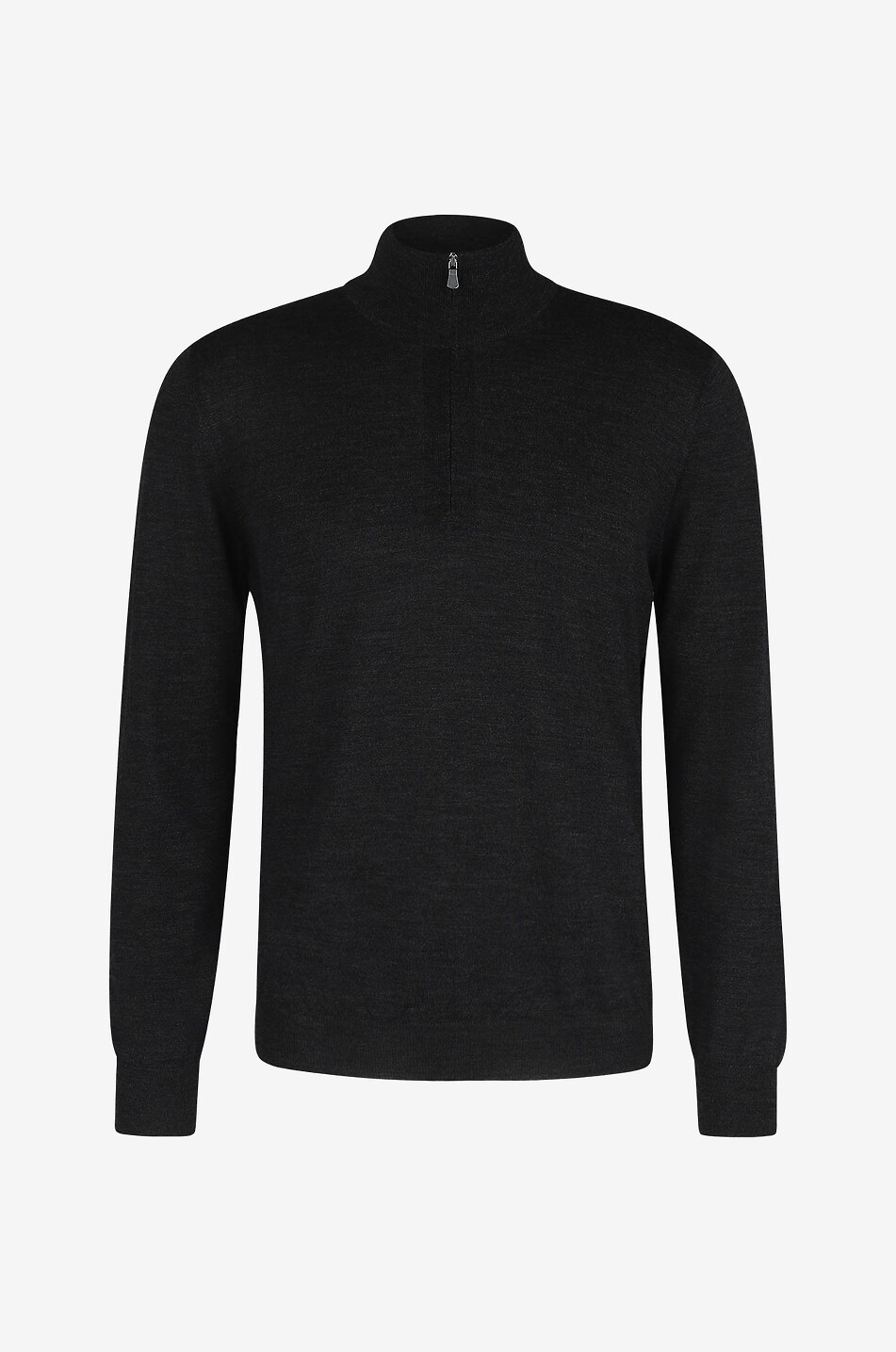 Feiner Pullover aus Wolle und Seide mit Halb-Zip-Stehkragen