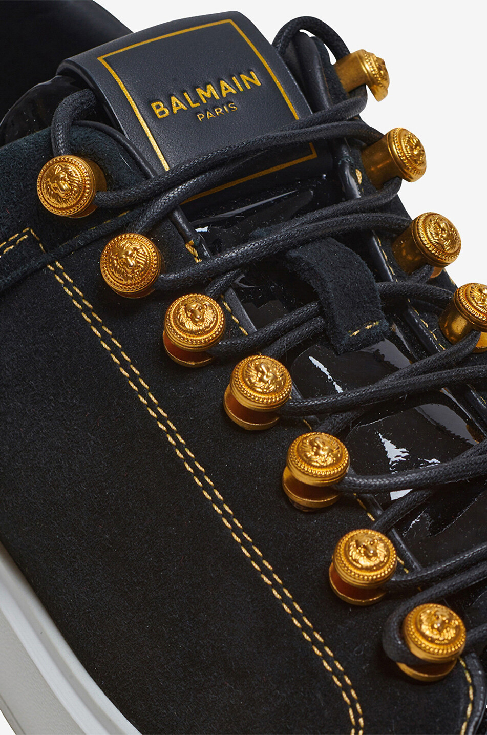 BALMAIN B-Court low-top sneakers in patent leather and suede Women BLACK 5