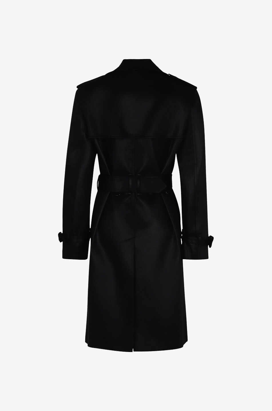 SAINT LAURENT PARIS Glossy twill double-breasted trench coat Women BLACK 2
