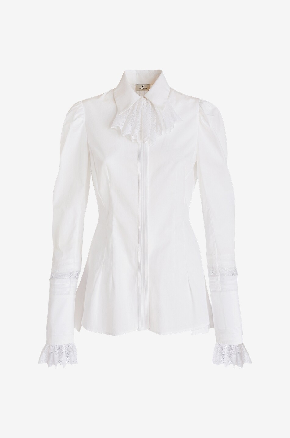 Chemise cintrée en popeline et dentelle