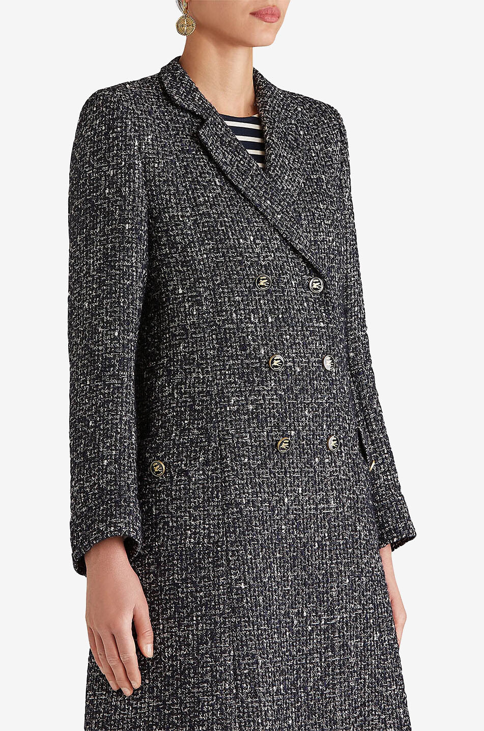 Doppelreihiger Dreiviertelmantel aus Bouclé