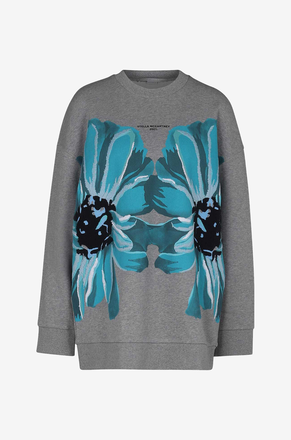 Sweat-shirt oversize à col rond en coton bio Floral Embroidered