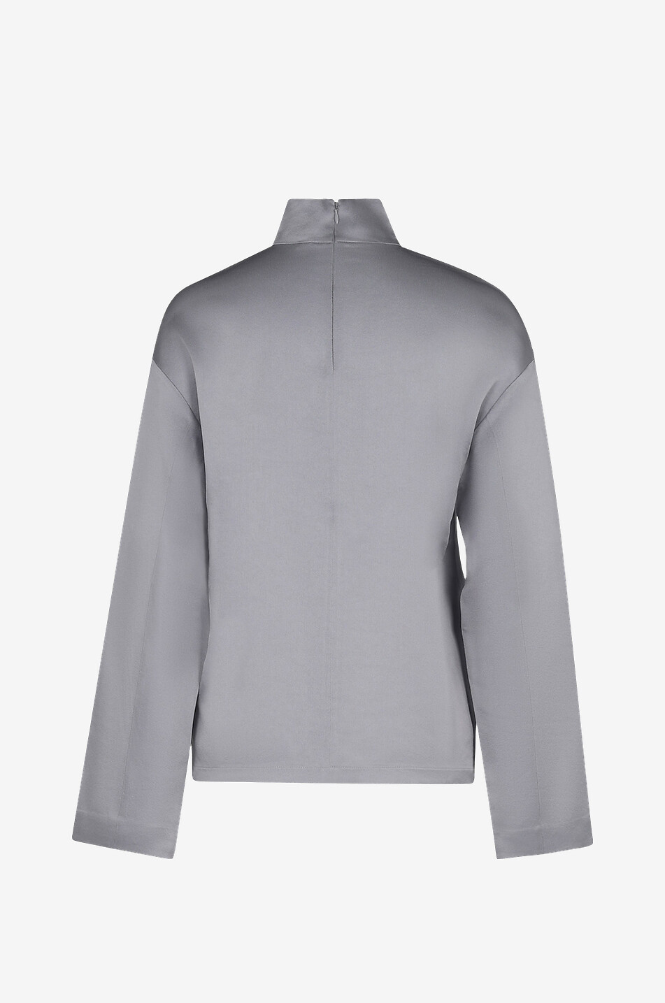 FABIANA FILIPPI Langarm-Top aus Satin mit perlenbesticktem Stehkragen Damen GRAU 2