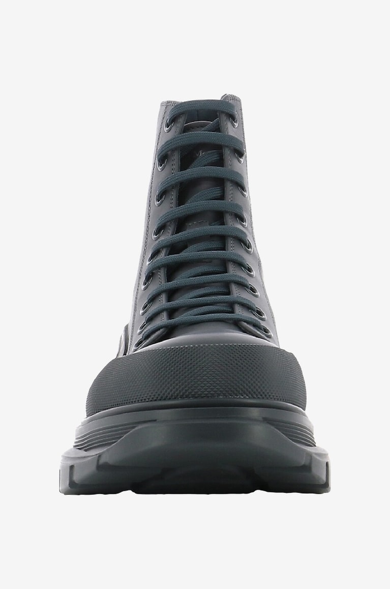 ALEXANDER McQUEEN Bottines à lacets en cuir de veau Tread Slick Homme NOIR 2