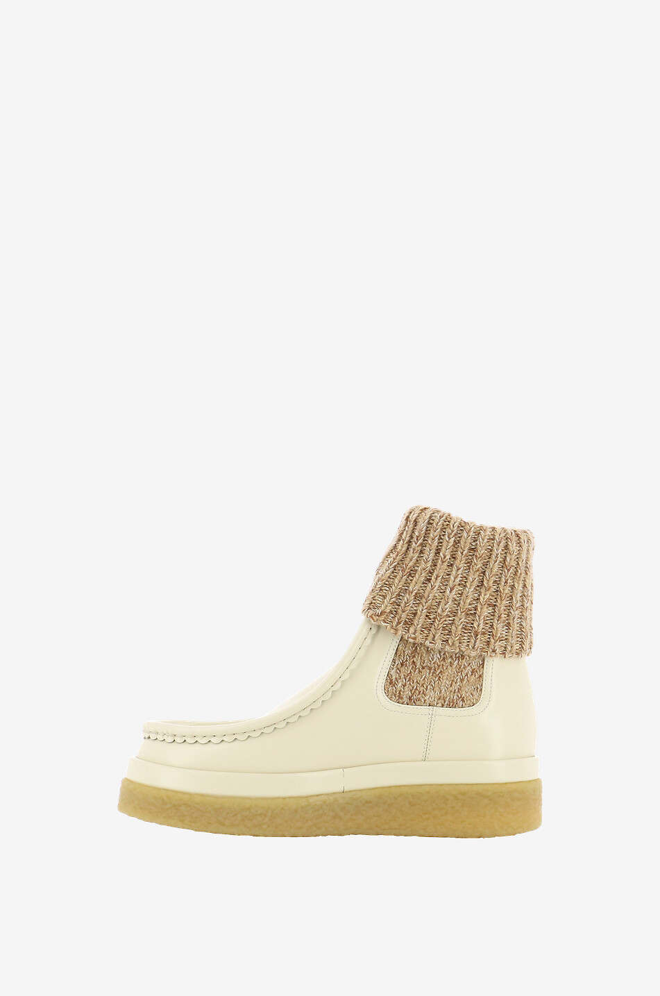 Bottines chaussette en cuir lisse et laine Jamie