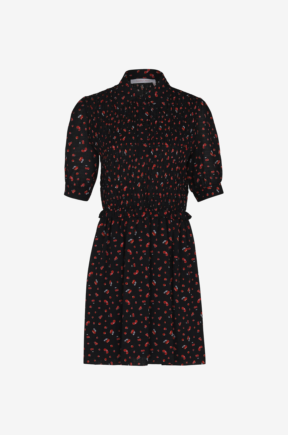 Cherry printed mini polo dress in georgette